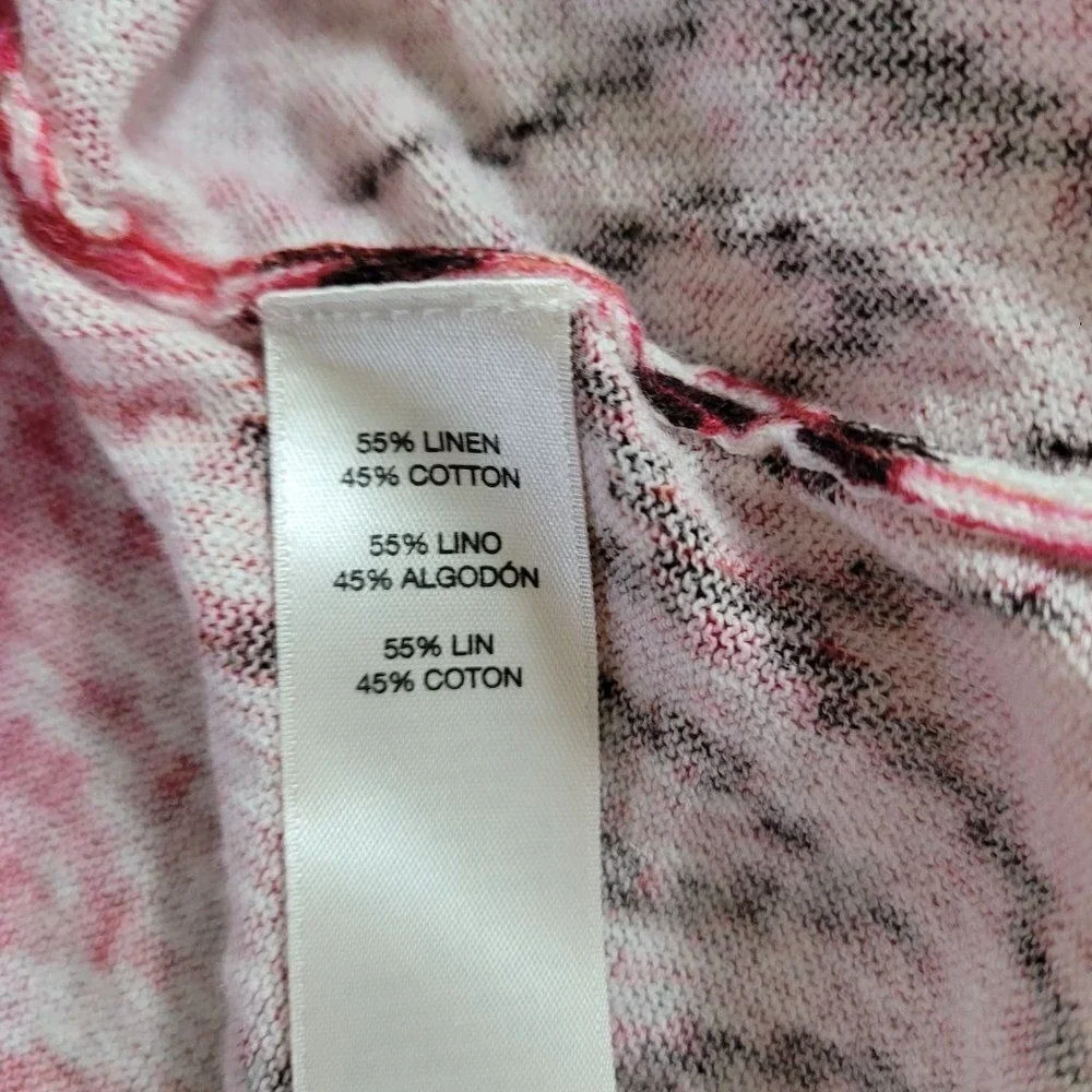 Chico's Tribal Chic‎ Strom Cardigan Sz 0 Pink Linen Open Lightweight Statement